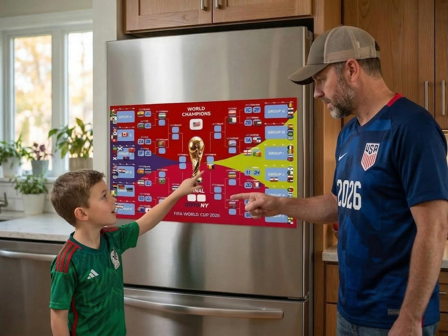 Exclusive Original World Cup 2026 Magnetic Bracket Tournament Tracker,Gift for Him, Husband, Dad