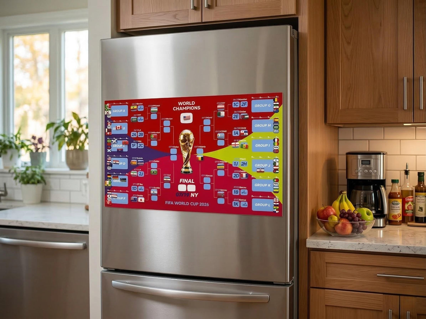 Exclusive Original World Cup 2026 Magnetic Bracket Tournament Tracker,Gift for Him, Husband, Dad