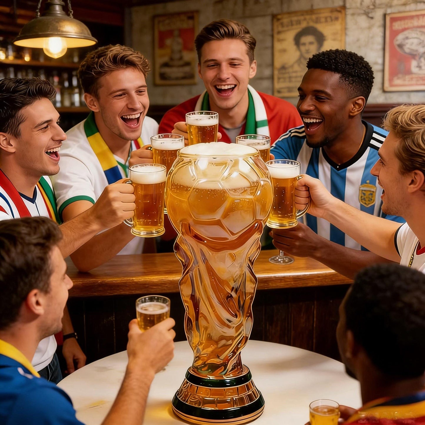 World Cup Trophy Beer Glass, FIFA Football Fan Barware, Sports Bar Collectible Mug