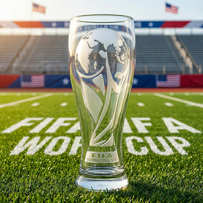 Official FIFA World Cup 2026 Edition - 17oz Pilsner Beer Glass & 6-Inch Trophy Bottle Opener Gift Set