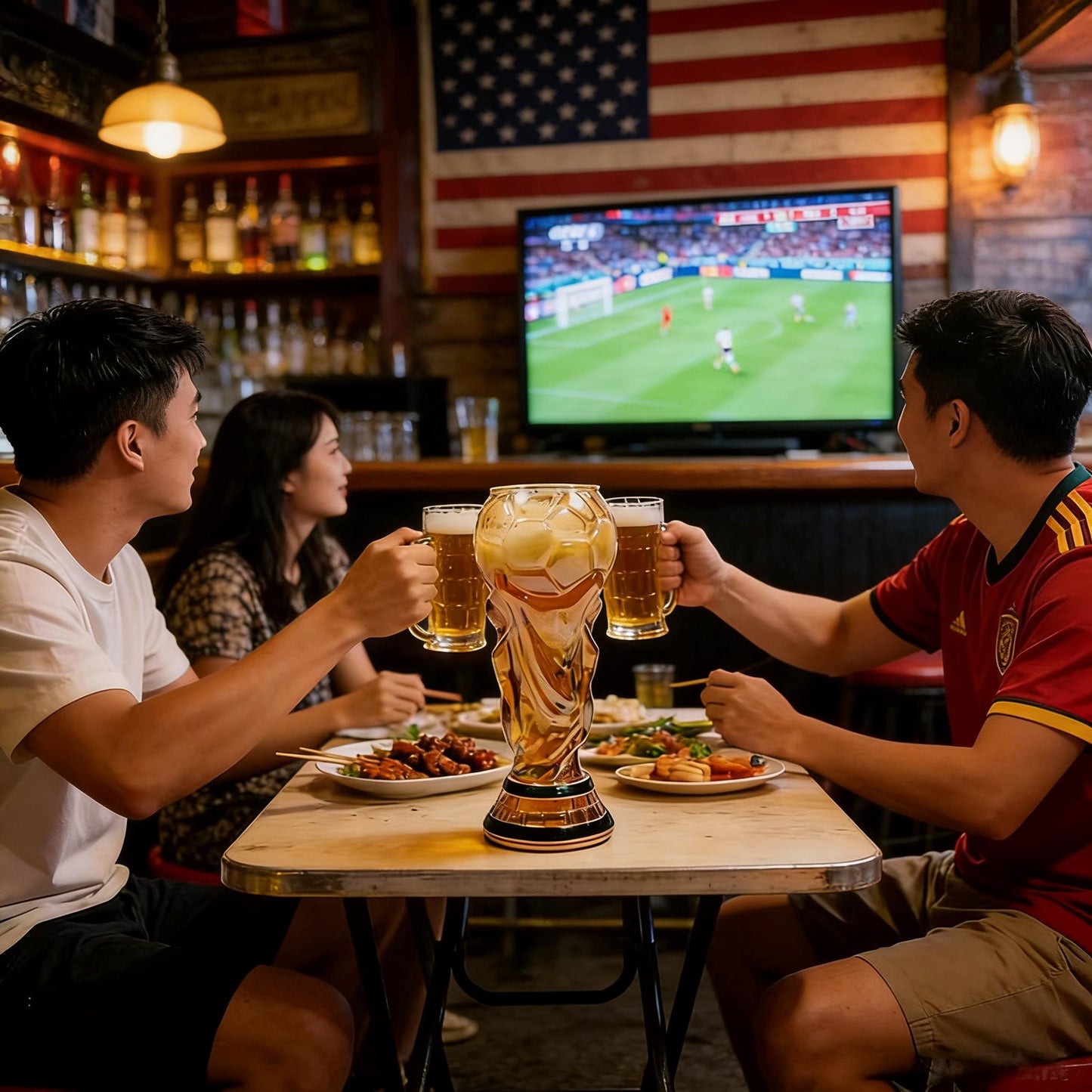 World Cup Trophy Beer Glass, FIFA Football Fan Barware, Sports Bar Collectible Mug