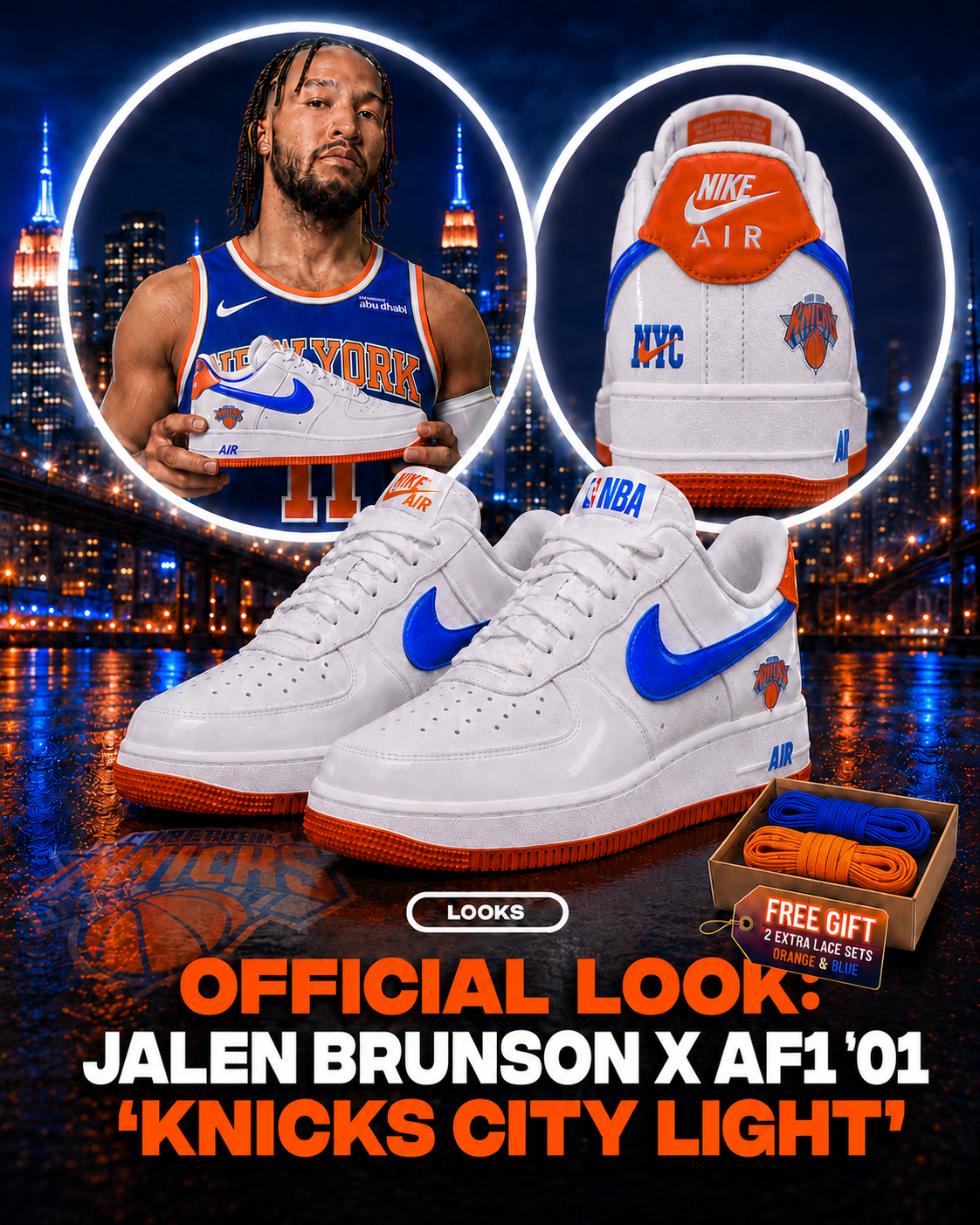 New York Knicks  Custom Air-Style Sneakers - Air Force 01 '1s