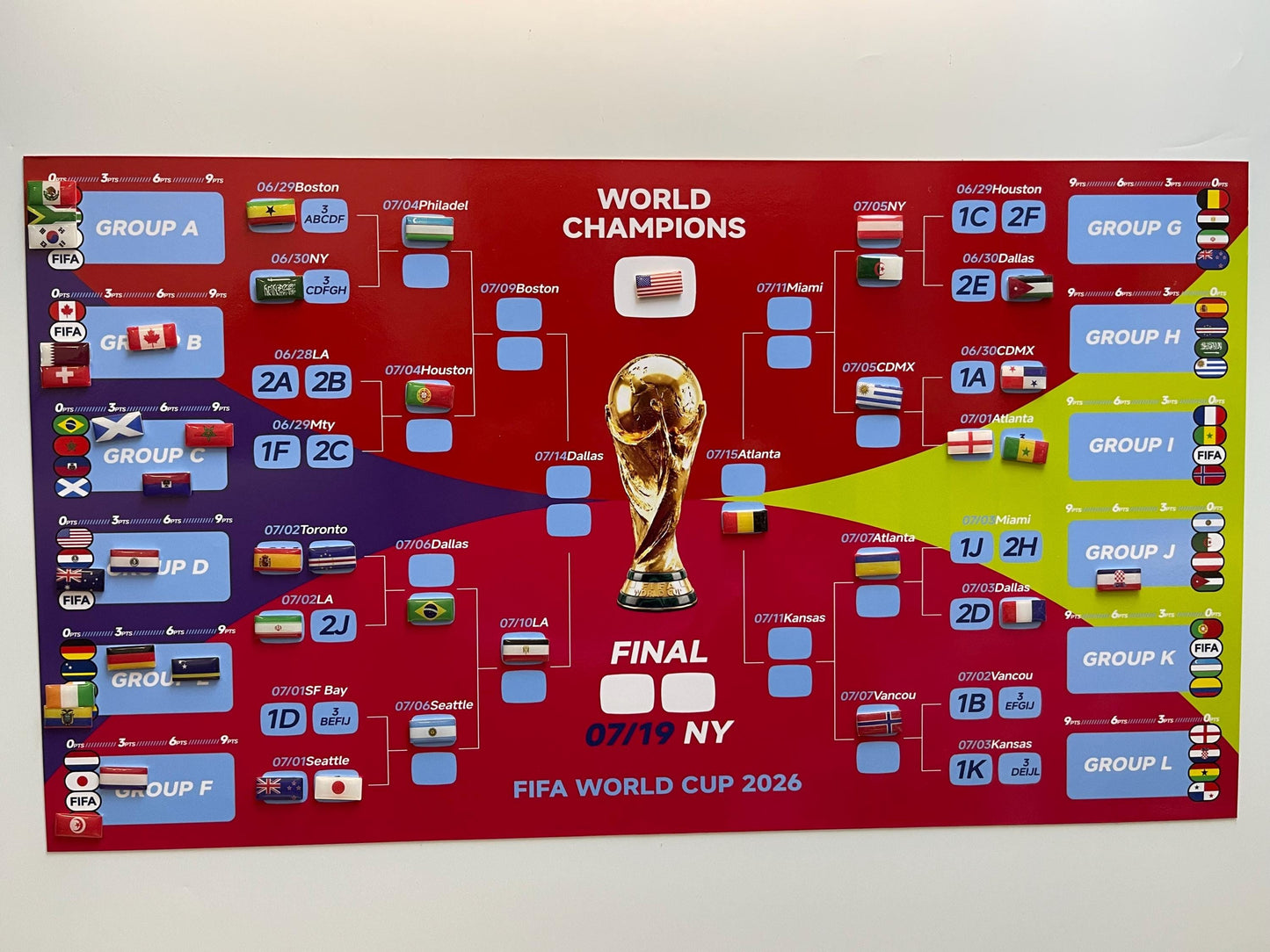 Exclusive Original World Cup 2026 Magnetic Bracket Tournament Tracker,Gift for Him, Husband, Dad