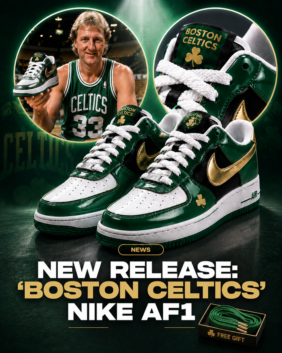Boston Celtics  Custom Air-Style Sneakers - Air Force 01