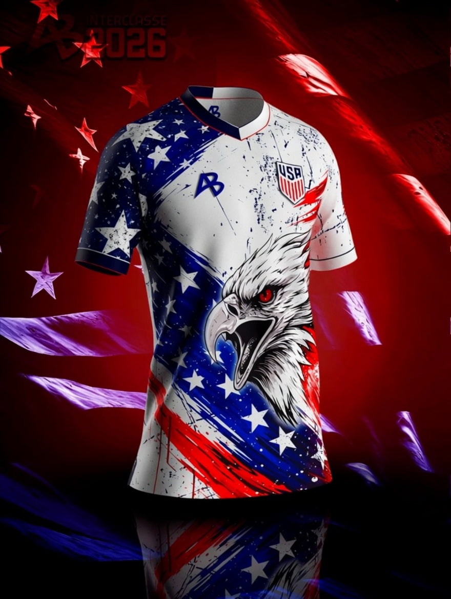 USA Eagle Soccer Jersey – American Flag Patriotic Shirt, Red White Blue Sports Fan Jersey