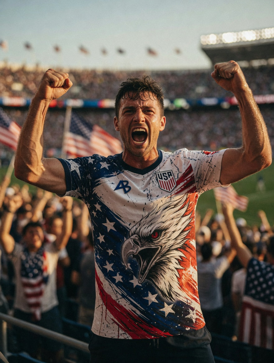 USA Eagle Soccer Jersey – American Flag Patriotic Shirt, Red White Blue Sports Fan Jersey