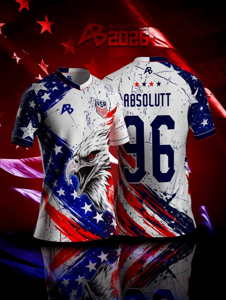USA Eagle Soccer Jersey – American Flag Patriotic Shirt, Red White Blue Sports Fan Jersey